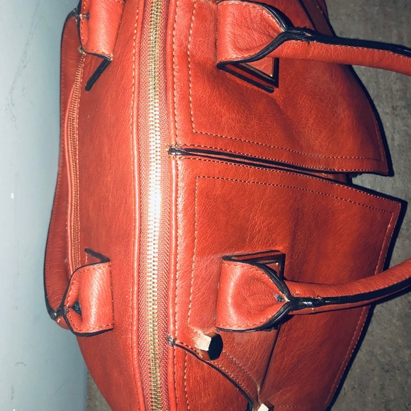 Large Satchel / Shoulder Bag Purse Cognac Brown - Picture 6 of 8